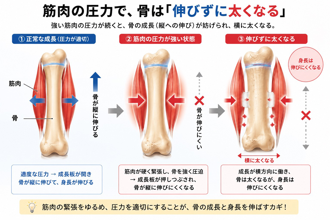 筋肉が骨の成長を阻害するメカニズム